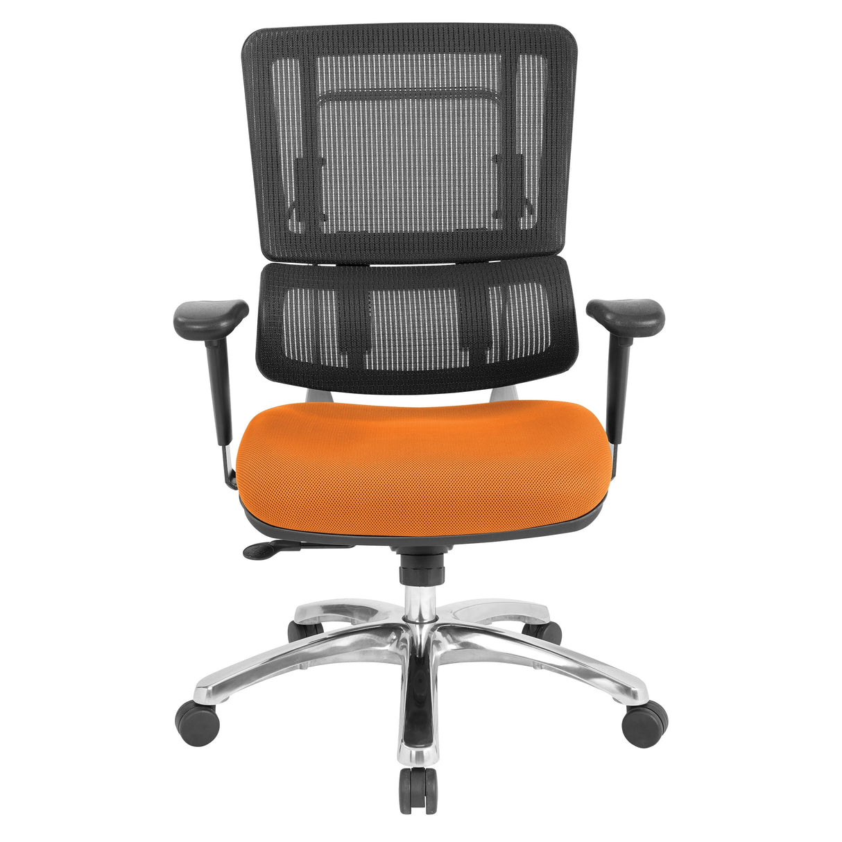 Black Mesh Back with Custom Fabric Seat and Chrome Base