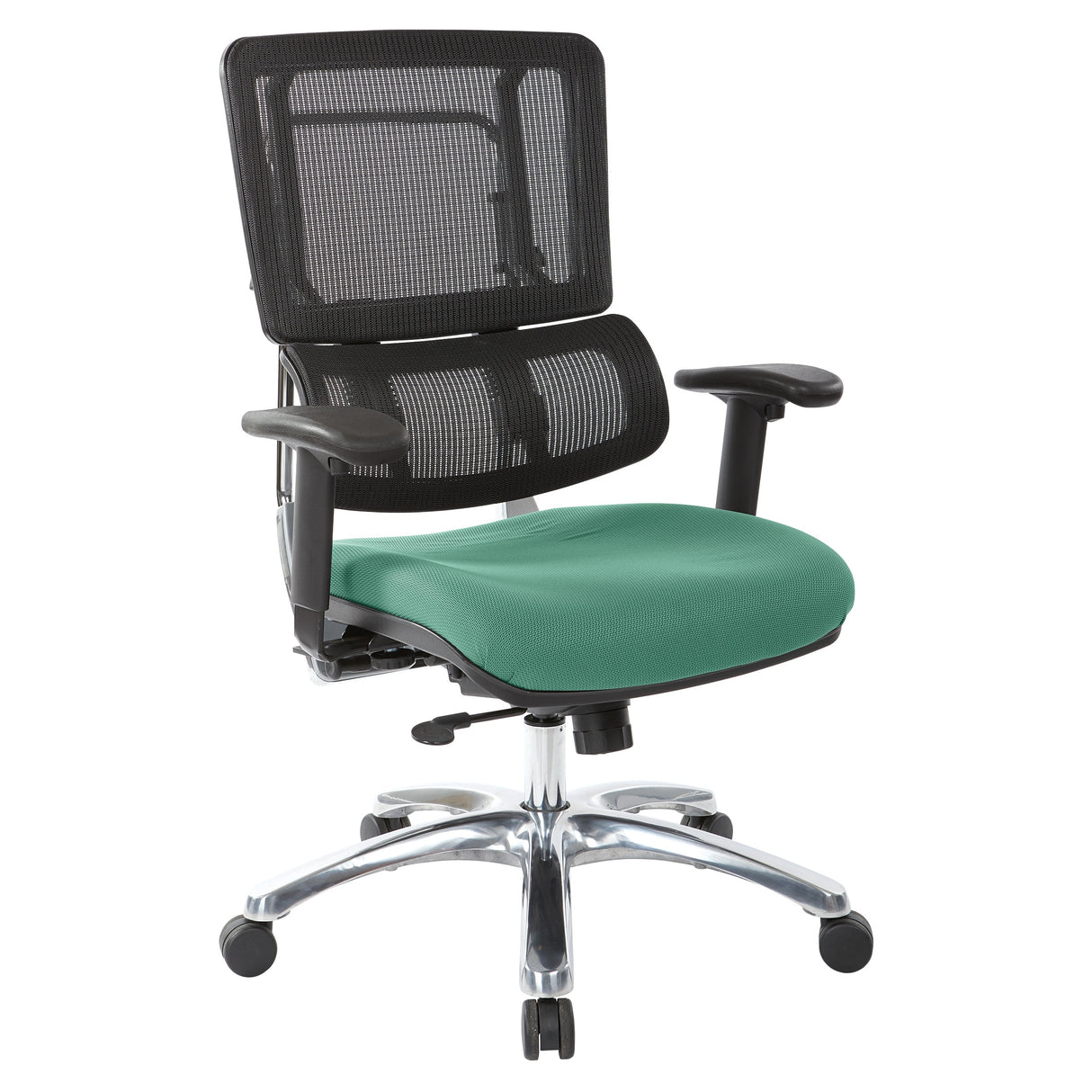 Black Mesh Back with Custom Fabric Seat and Chrome Base