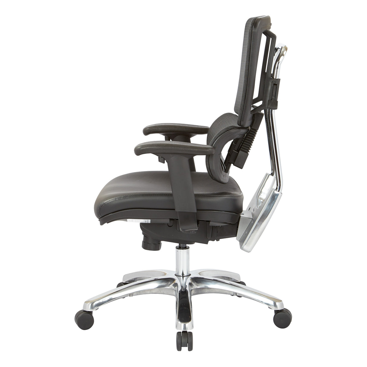 Black Mesh Back with Custom Fabric Seat and Chrome Base