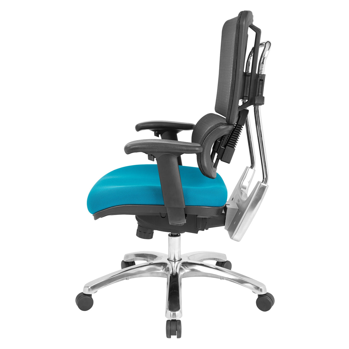 Black Mesh Back with Custom Fabric Seat and Chrome Base
