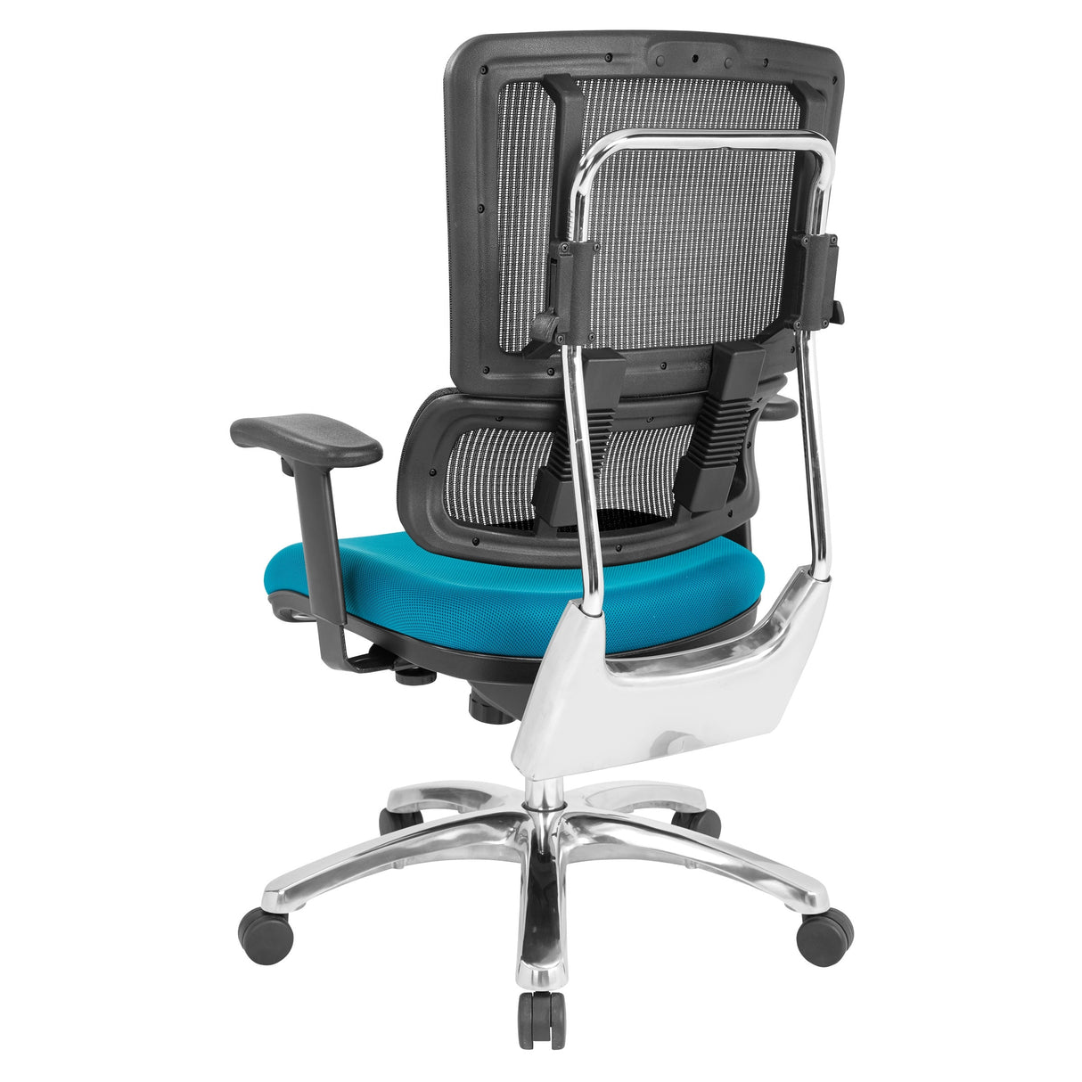Black Mesh Back with Custom Fabric Seat and Chrome Base
