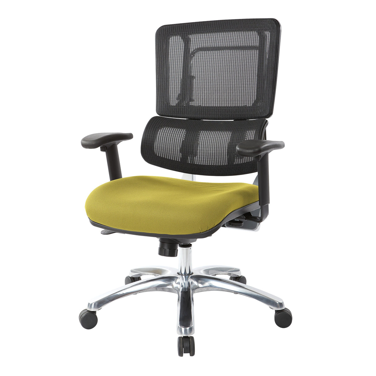 Black Mesh Back with Custom Fabric Seat and Chrome Base