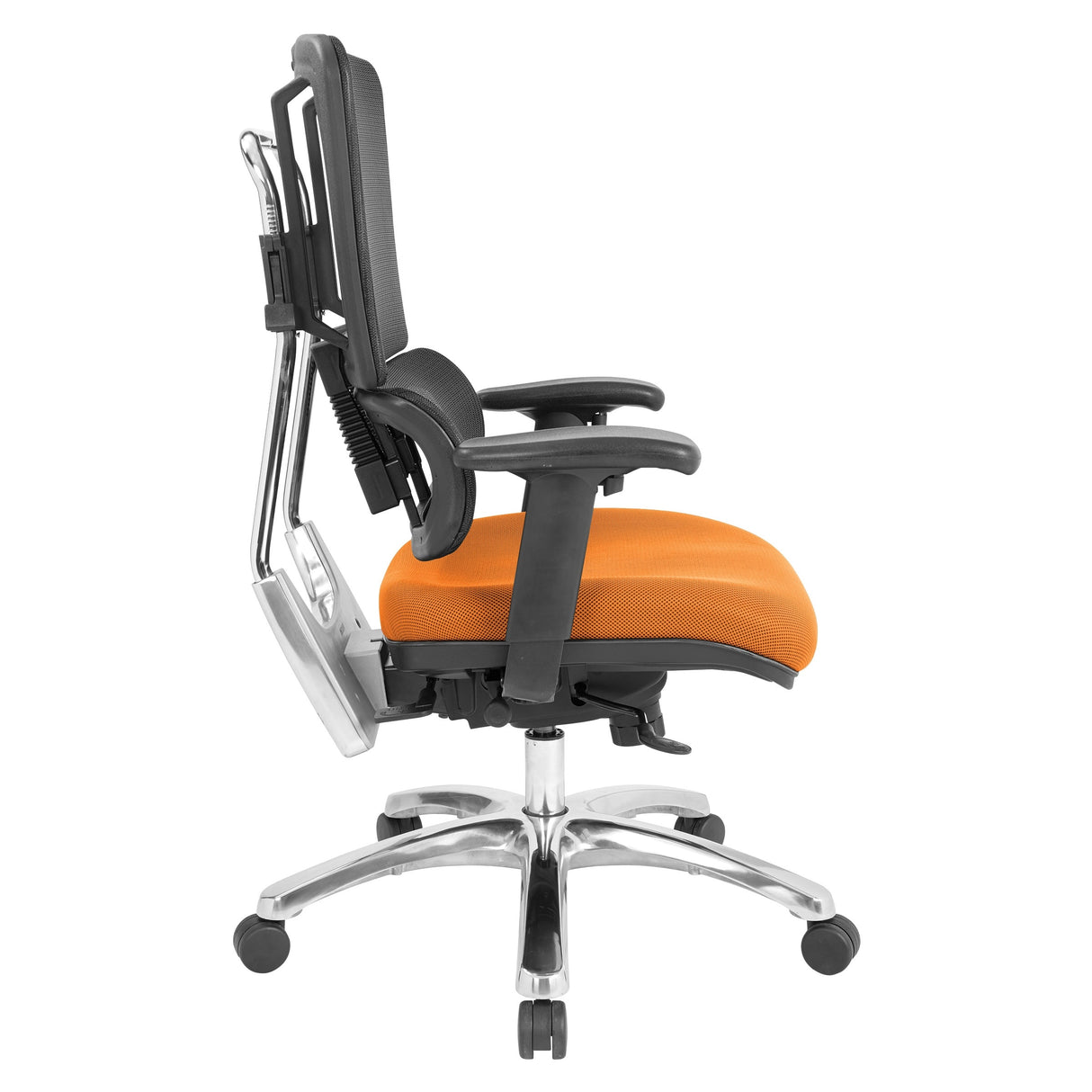Black Mesh Back with Custom Fabric Seat and Chrome Base