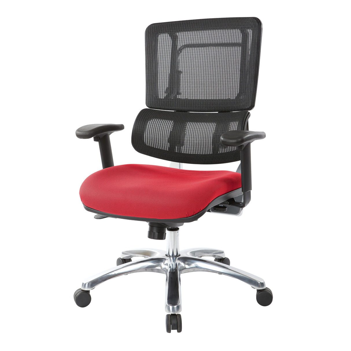 Black Mesh Back with Custom Fabric Seat and Chrome Base