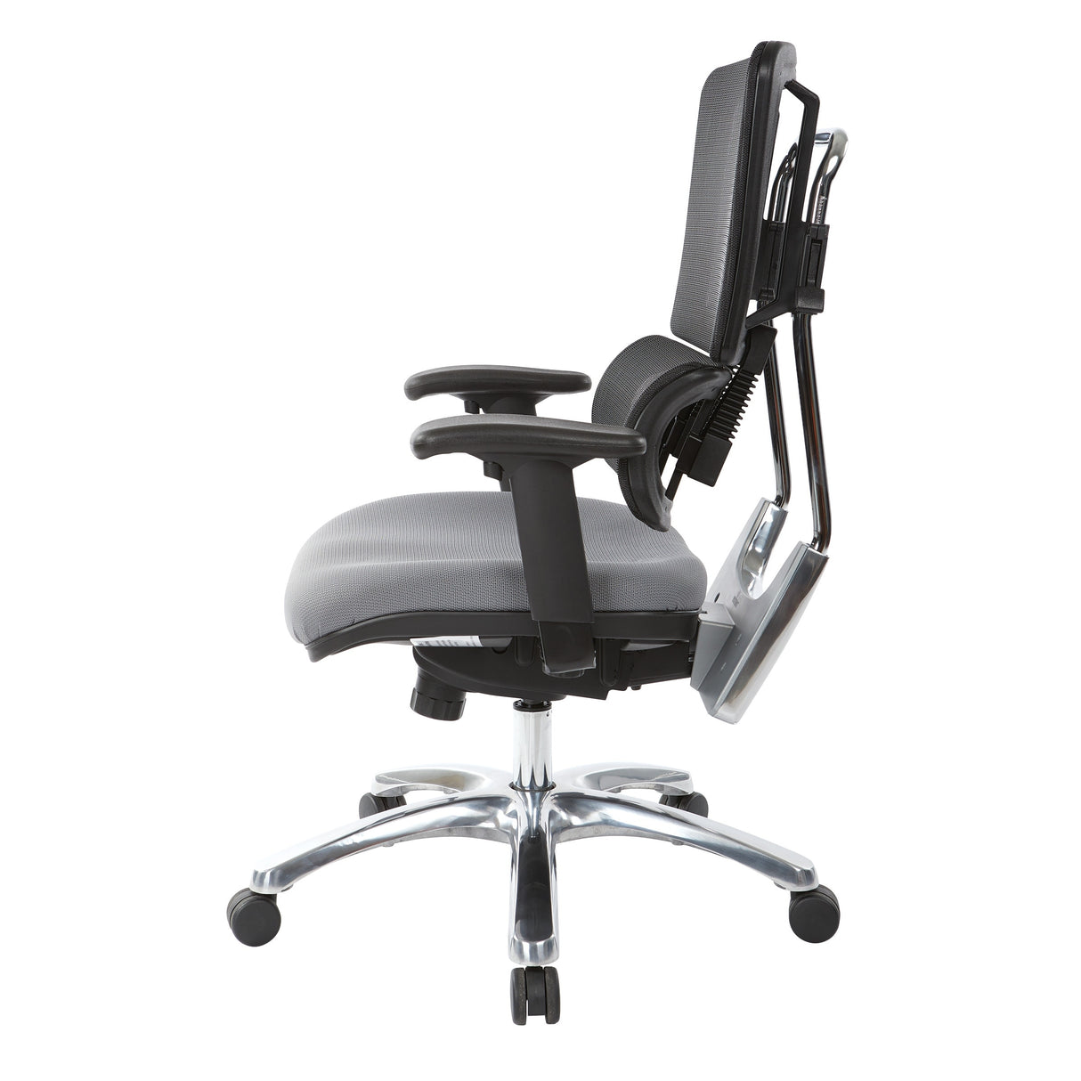 Black Mesh Back with Custom Fabric Seat and Chrome Base