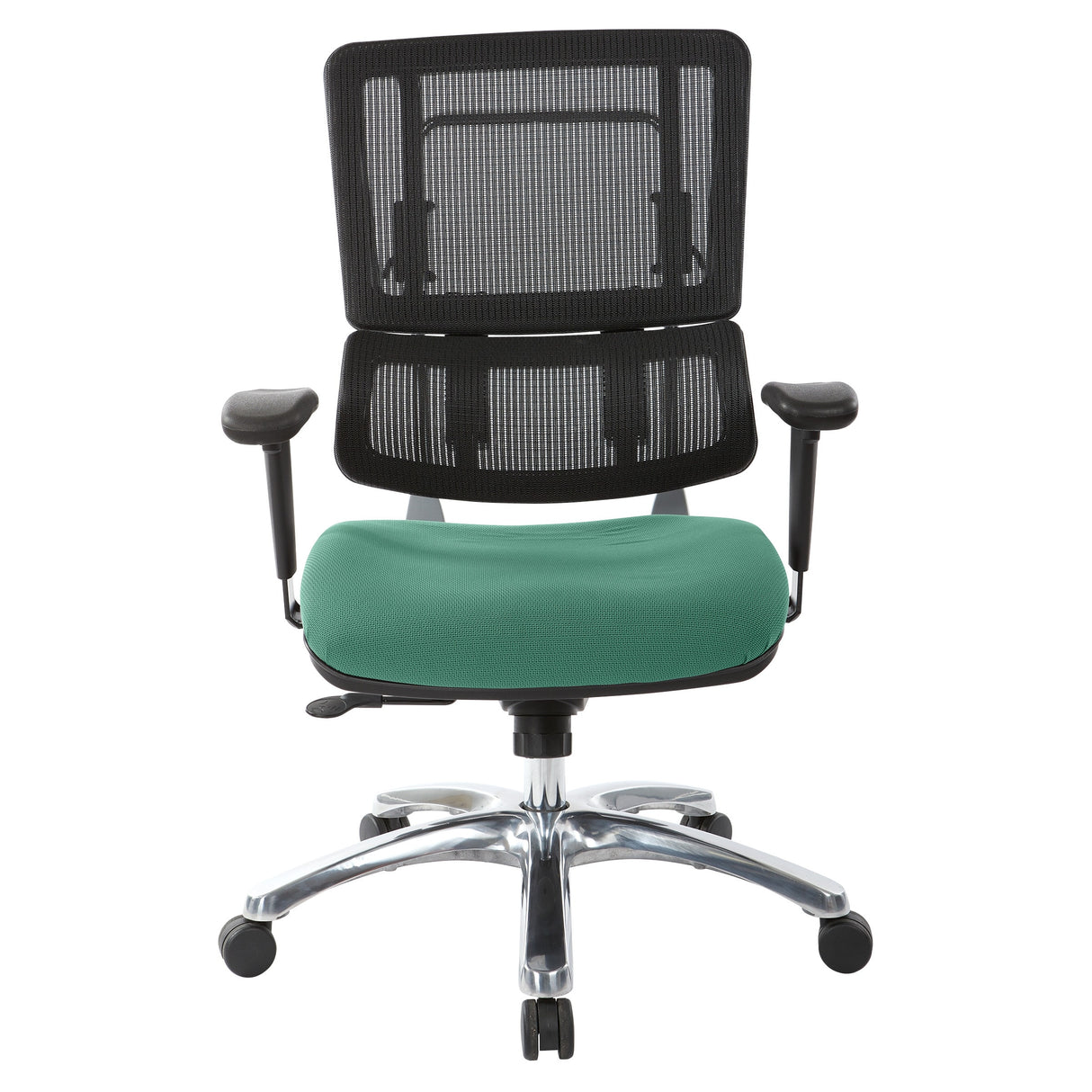 Black Mesh Back with Custom Fabric Seat and Chrome Base