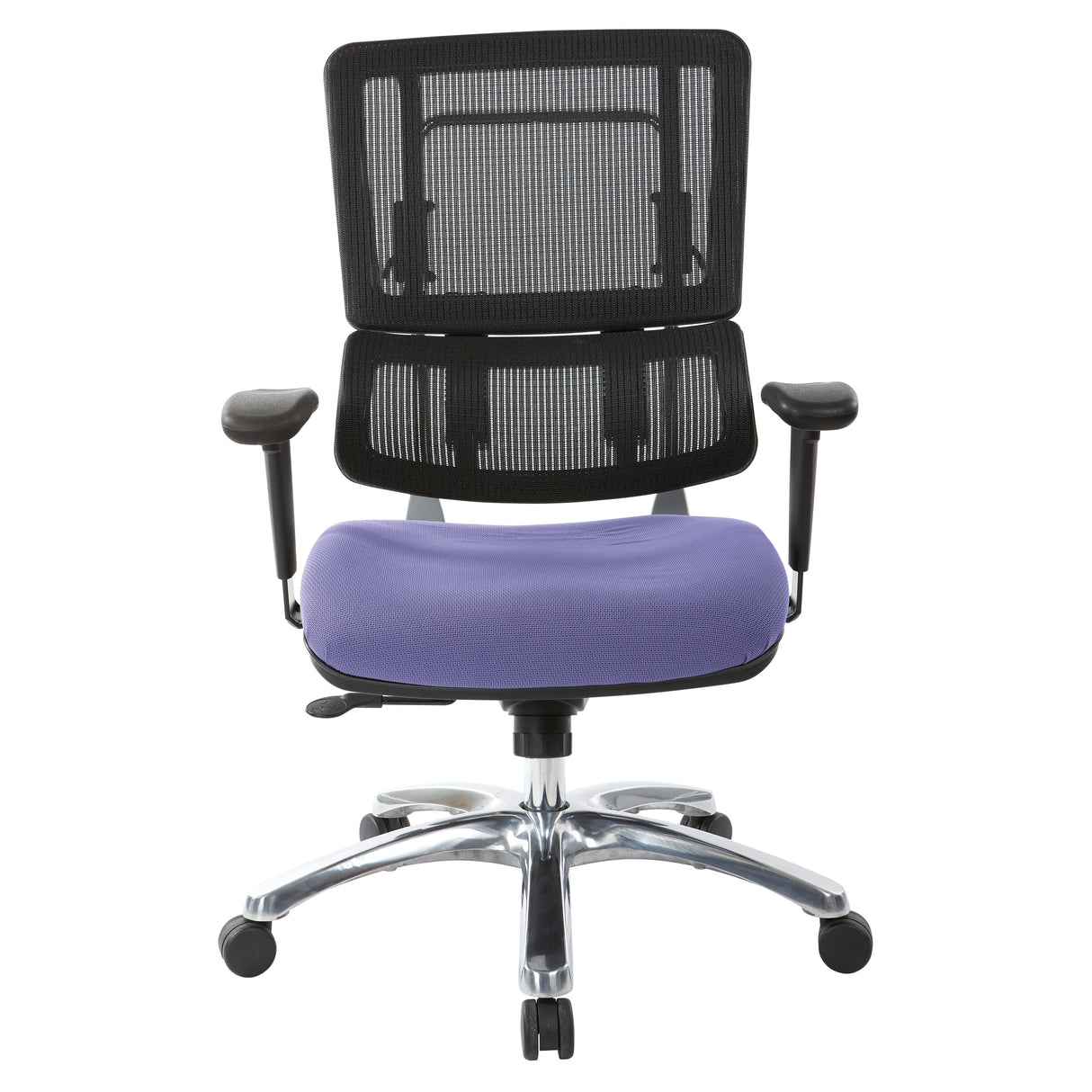 Black Mesh Back with Custom Fabric Seat and Chrome Base