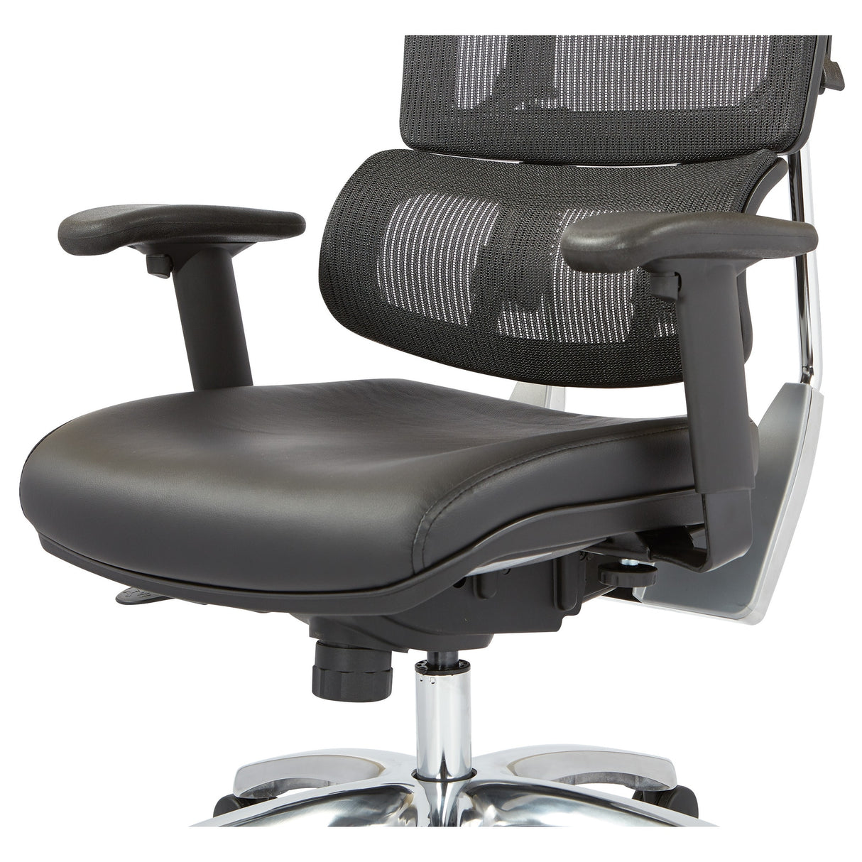 Black Mesh Back with Custom Fabric Seat and Chrome Base