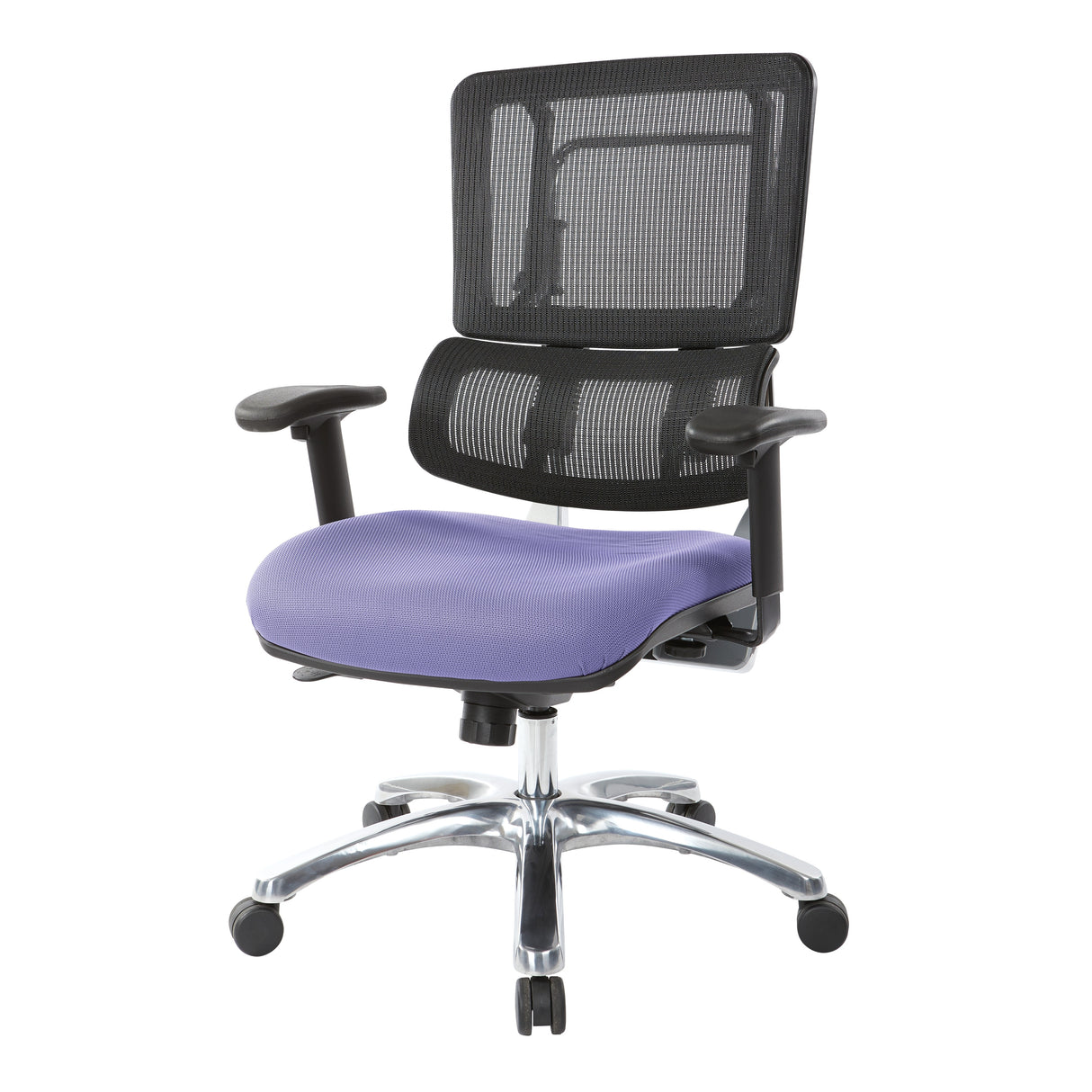 Black Mesh Back with Custom Fabric Seat and Chrome Base