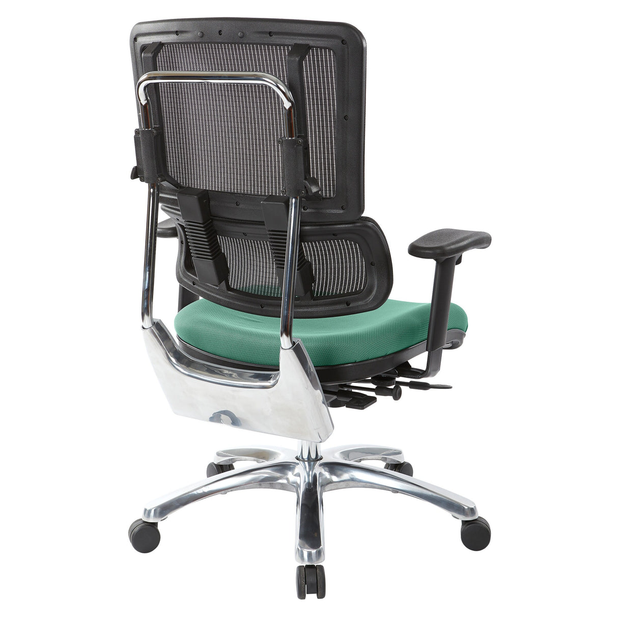 Black Mesh Back with Custom Fabric Seat and Chrome Base
