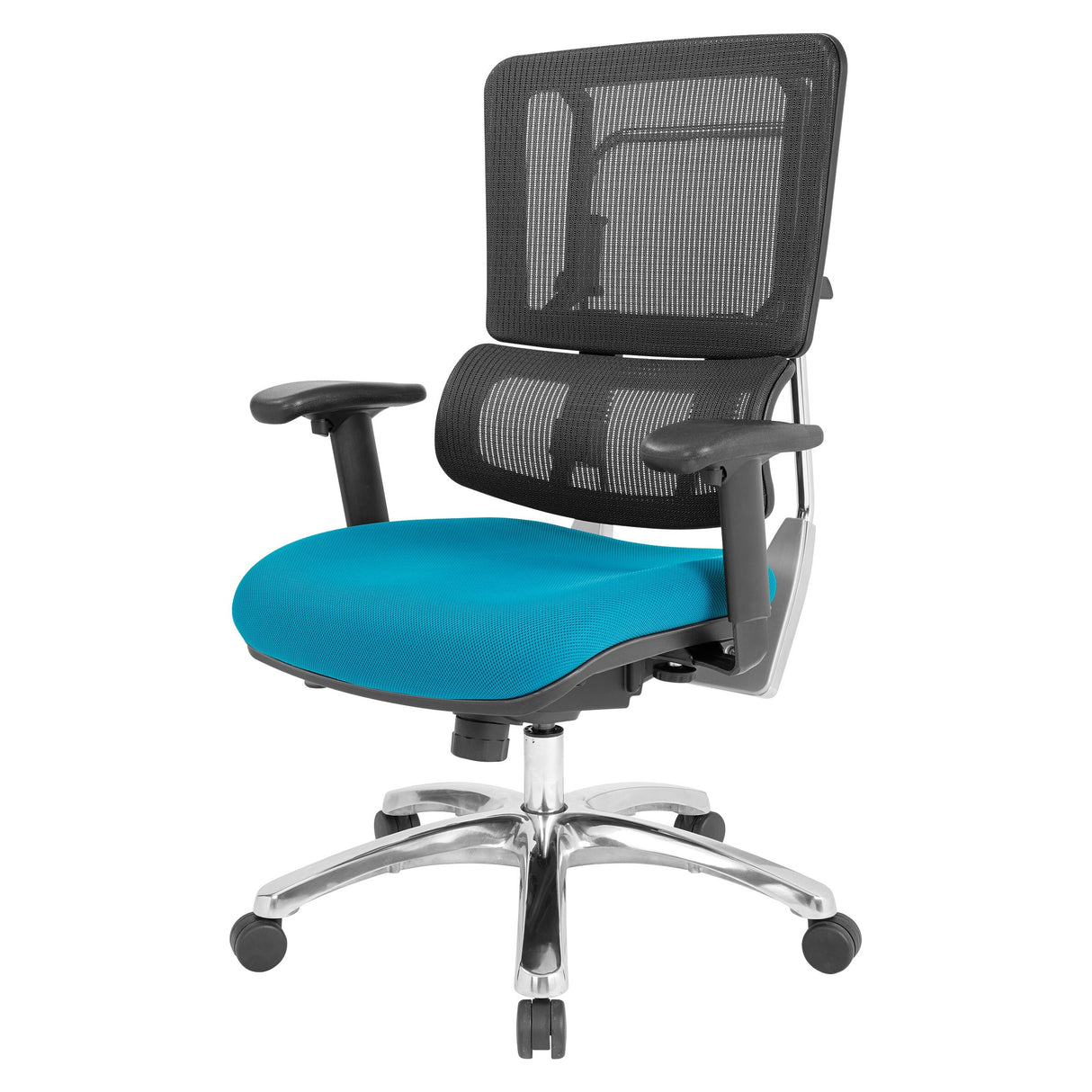 Black Mesh Back with Custom Fabric Seat and Chrome Base