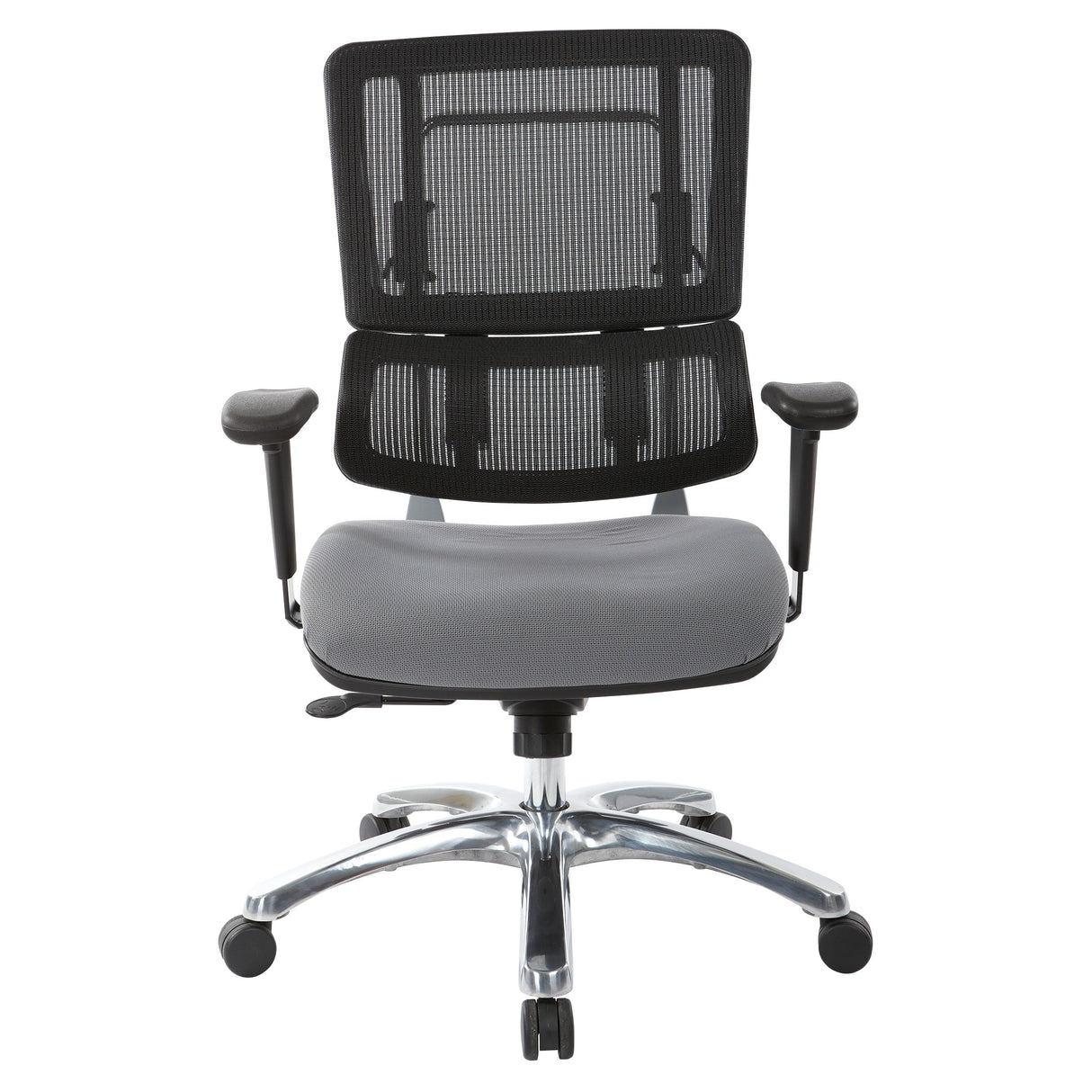 Black Mesh Back with Custom Fabric Seat and Chrome Base