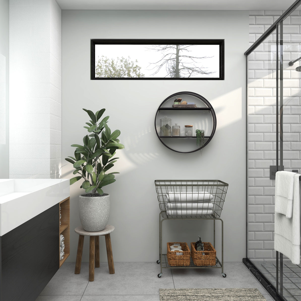 Black Metal Contemporary Wall Shelf 26 x 26 x 5 - 26 x 5 x 26