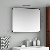 Black Metal Framed Mirror Rectangle Wall Mount Bathroom Vanity Mirror