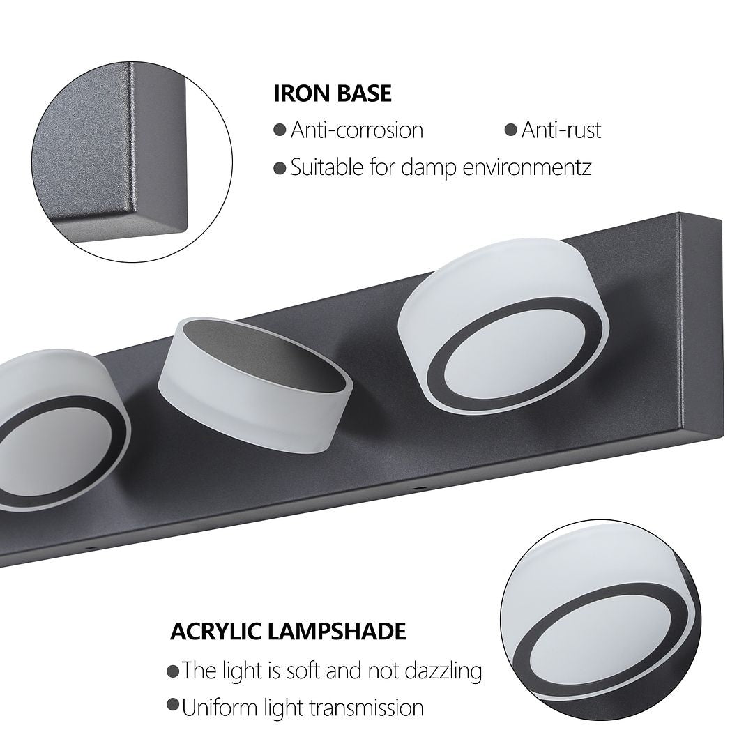 Black Modern LED Vanity Lights Bathroom Light Fixture