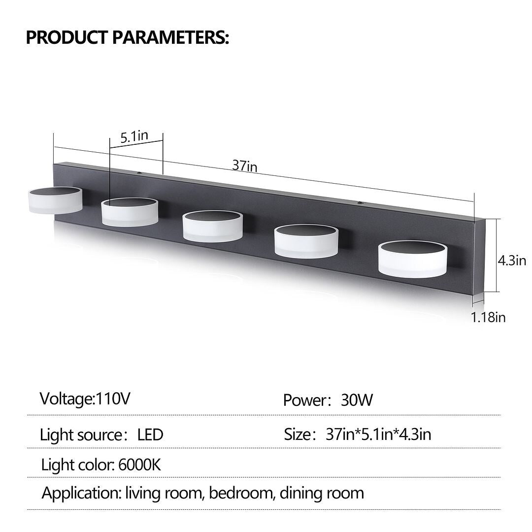 Black Modern LED Vanity Lights Bathroom Light Fixture