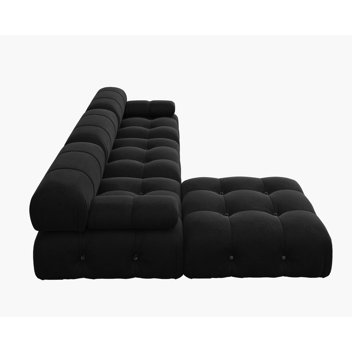 Black Modular Sectional Sofa Velvet Upholstered Sofa