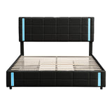 Black Pu Smart Led Queen Platform Bed: Storage, Usb Ports