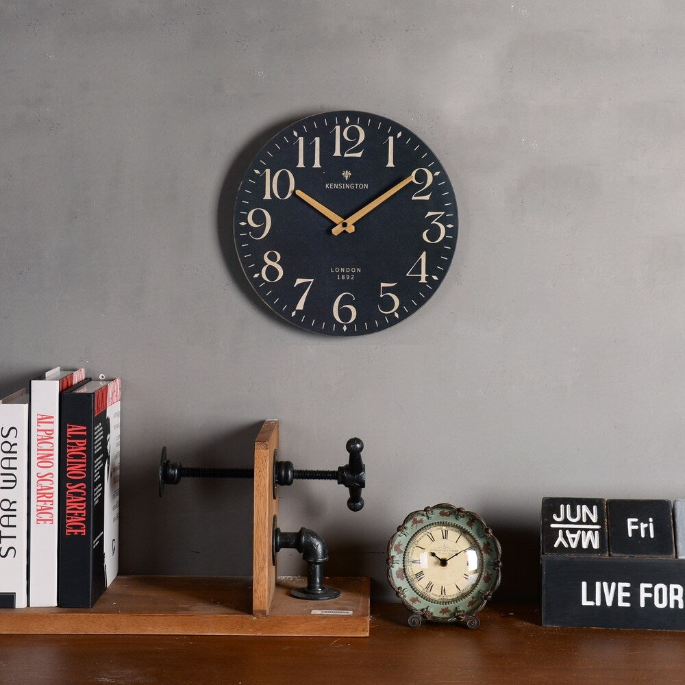 Black Round Wood Wall Clock