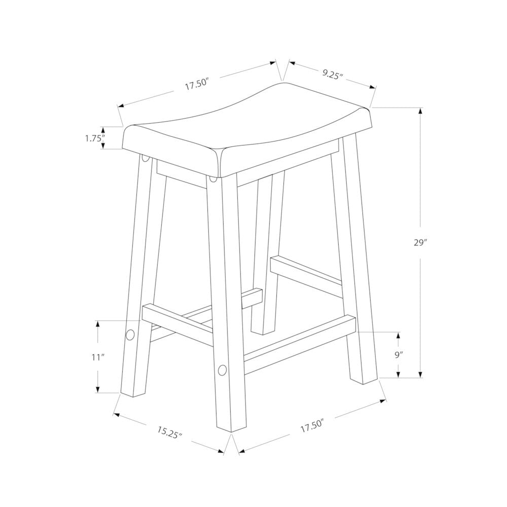 Barstool - 2Pcs / 29"H / Black Saddle Seat