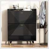 Black Shoe Storage Cabinet with 2flip Drawers, Entrance Shoe Rack Cabinet