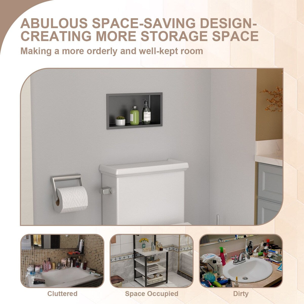 Black Stainless Steel 12'' x 6'' Bath Shower Niche Bathroom Storage