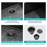 Black Stainless Steel Single Bowl Drop-in Kitchen Sink with Rinse Grid