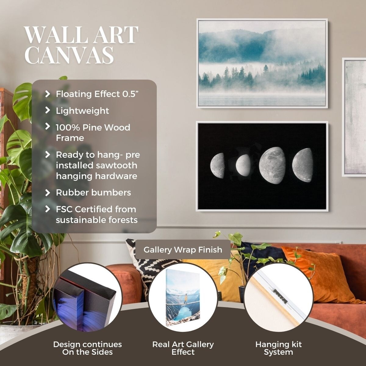 Black Stay Wild and Free Wall Art Canvas 06_a