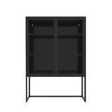 Black Storage Cabinet with Doors, Modern Black Accent Cabinet, Free Standing Cabinet, Buffet Sideboards for Home Office