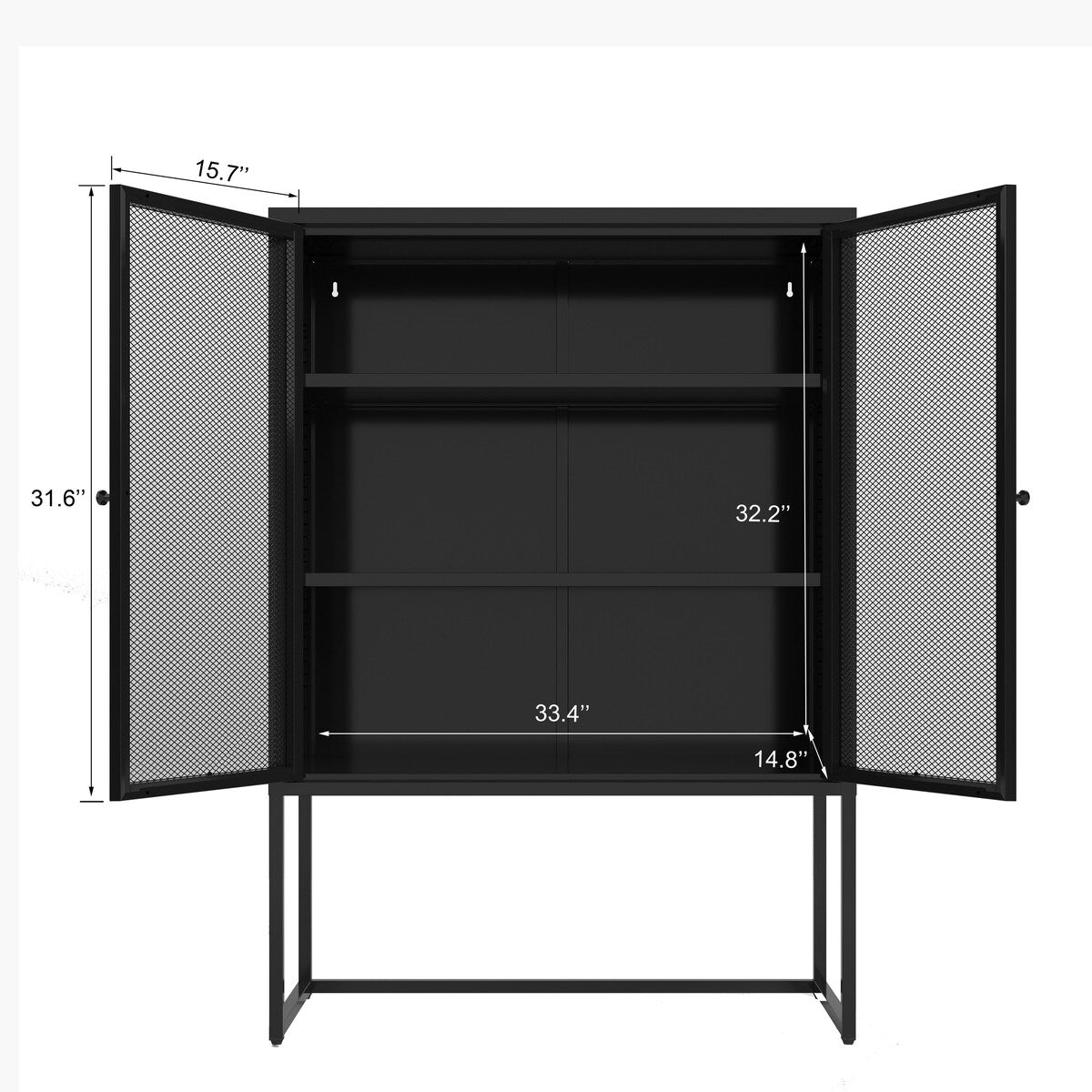 Black Storage Cabinet with Doors, Modern Black Accent Cabinet, Free Standing Cabinet, Buffet Sideboards for Home Office