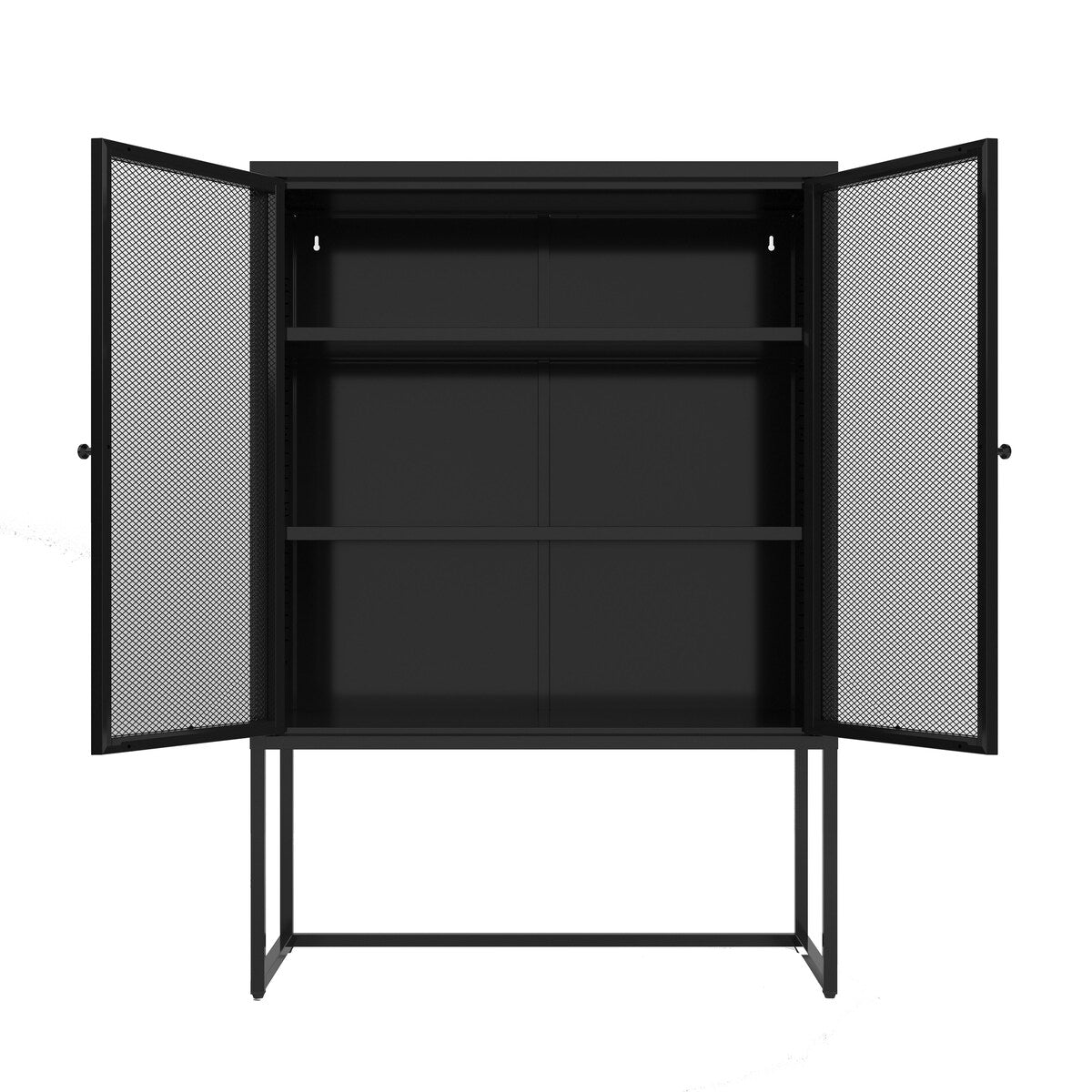 Black Storage Cabinet with Doors, Modern Black Accent Cabinet, Free Standing Cabinet, Buffet Sideboards for Home Office