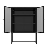 Black Storage Cabinet with Doors, Modern Black Accent Cabinet, Free Standing Cabinet, Buffet Sideboards for Home Office