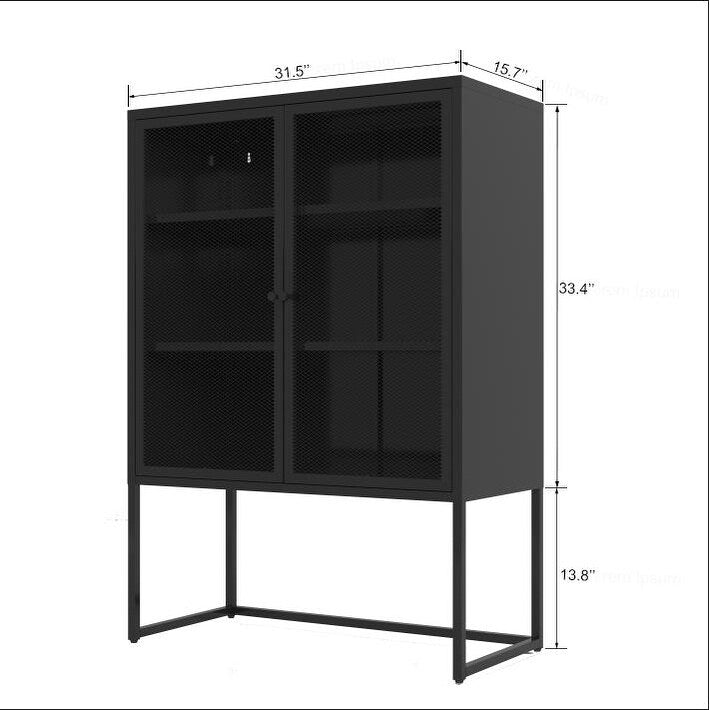 Black Storage Cabinet with Doors, Modern Black Accent Cabinet, Free Standing Cabinet, Buffet Sideboards for Home Office