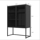 Black Storage Cabinet with Doors, Modern Black Accent Cabinet, Free Standing Cabinet, Buffet Sideboards for Home Office