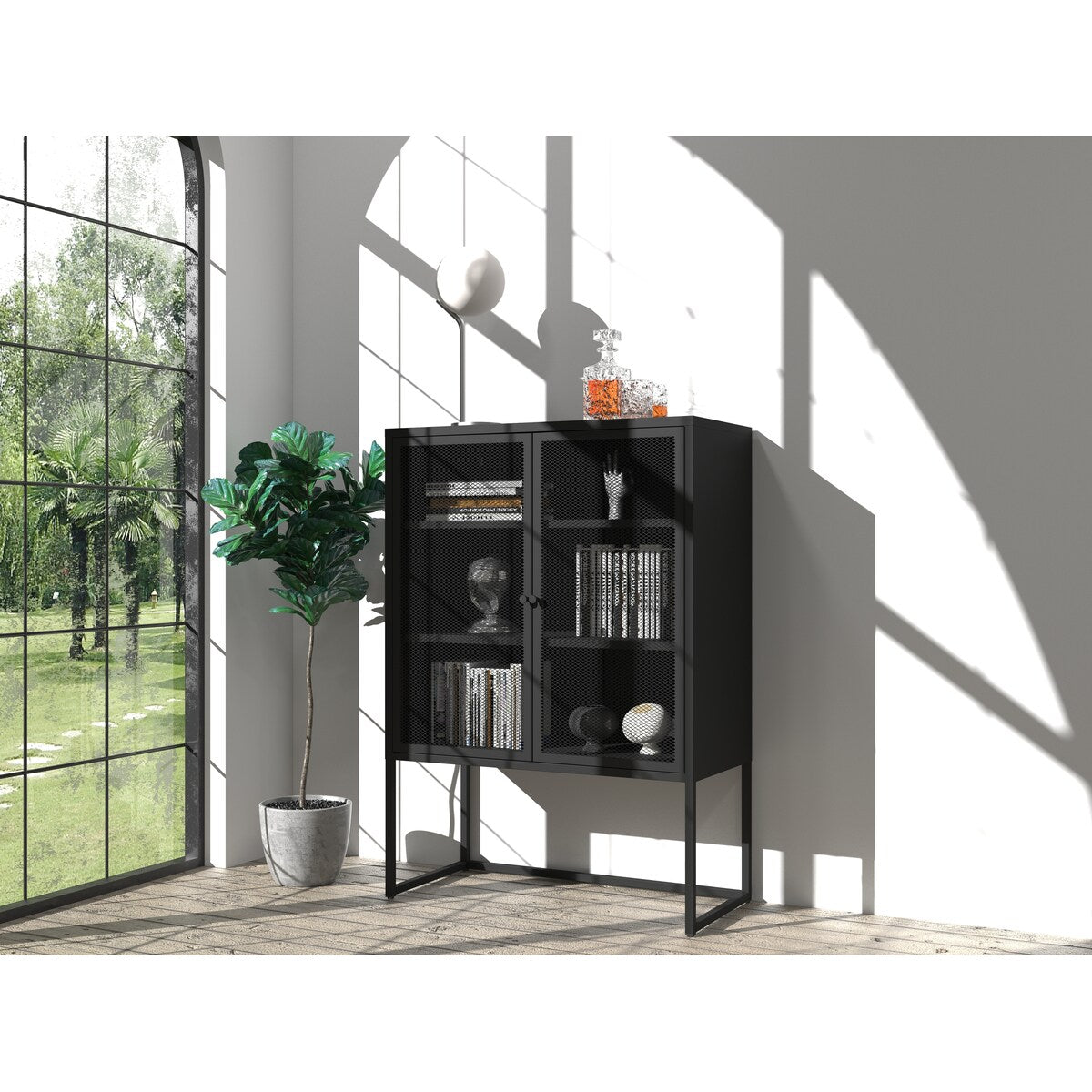 Black Storage Cabinet with Doors, Modern Black Accent Cabinet, Free Standing Cabinet, Buffet Sideboards for Home Office