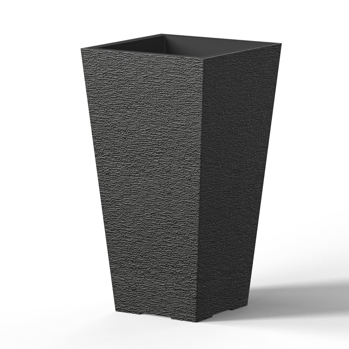 Black Tall Plastic Trapezoid Plant Pots / Large Indoor and Outdoor Flower Planters, 2 Piece Set
