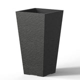 Black Tall Plastic Trapezoid Plant Pots / Large Indoor and Outdoor Flower Planters, 2 Piece Set