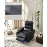 Black Technical Leather Power Reclining Chair, LED Strips, USB Ports