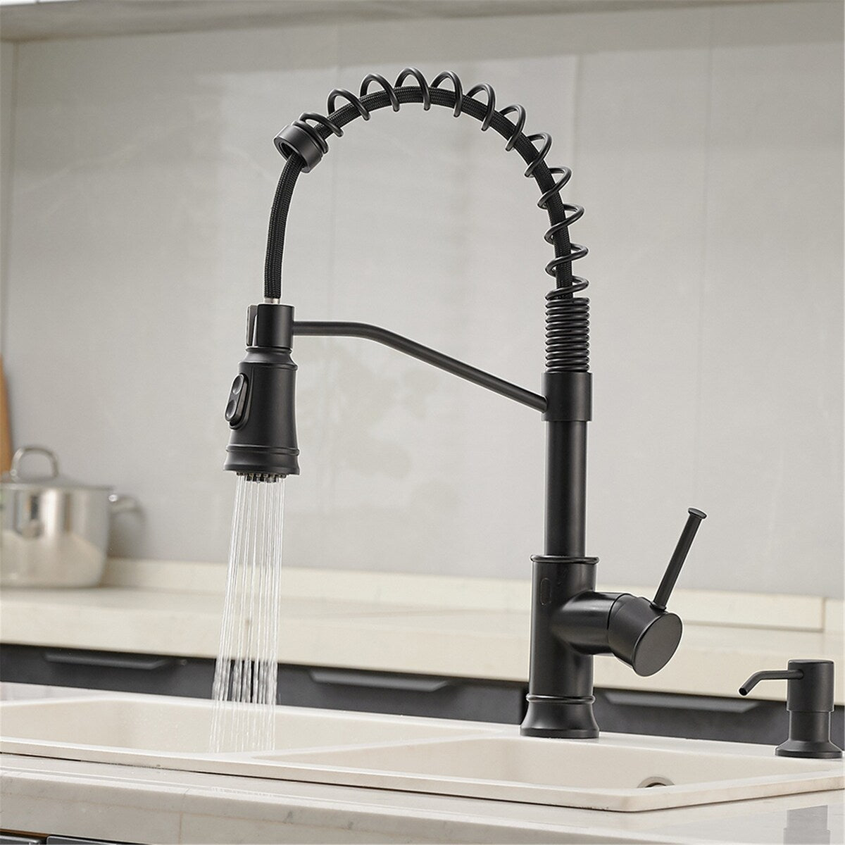 Black Touchless Kitchen Sink Faucet with Pull Down Sprayer