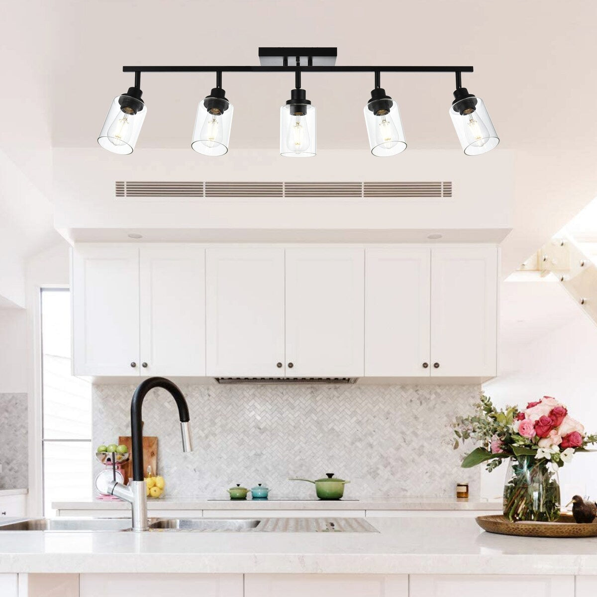 Black Track Lighting Ceiling with Clear Glass