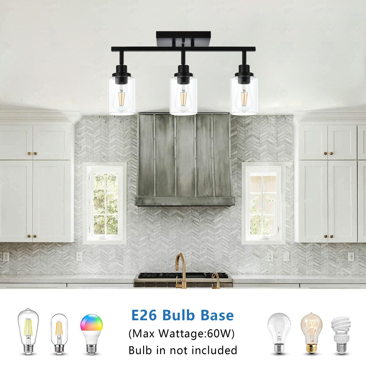 Black Track Lighting Ceiling with Clear Glass