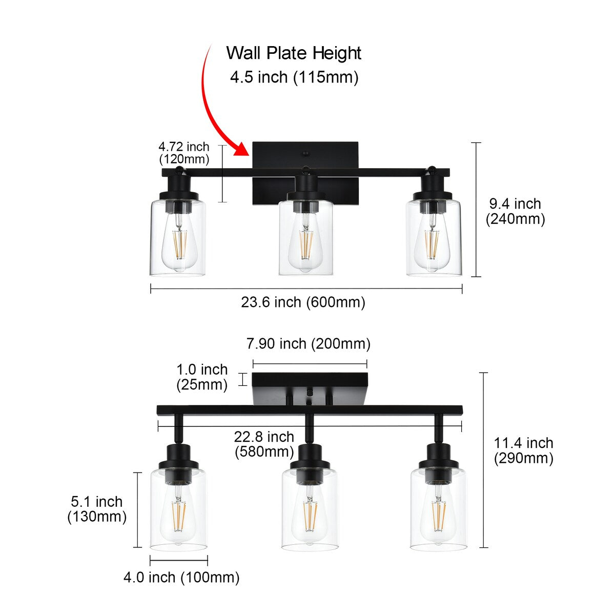 Black Track Lighting Ceiling with Clear Glass