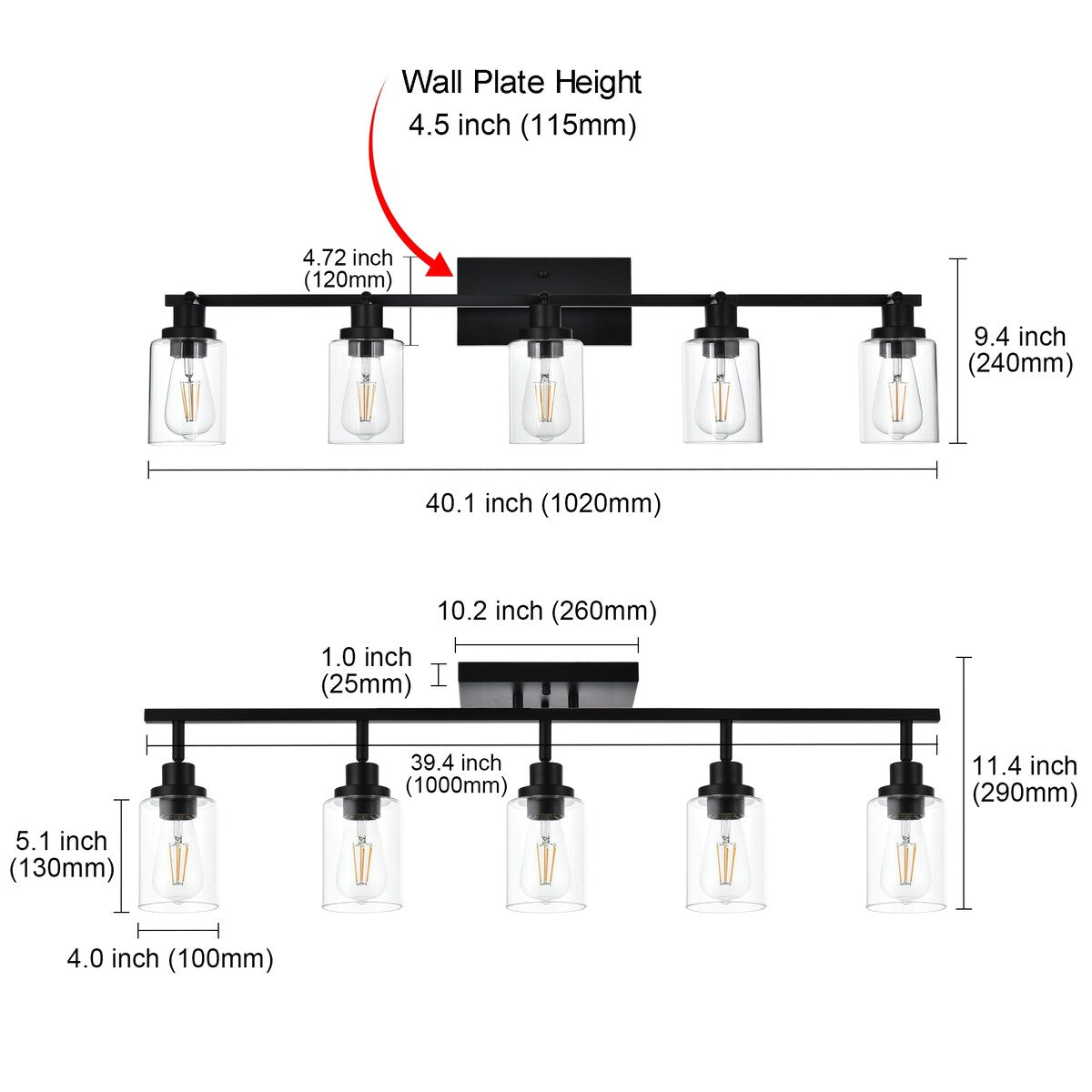 Black Track Lighting Ceiling with Clear Glass