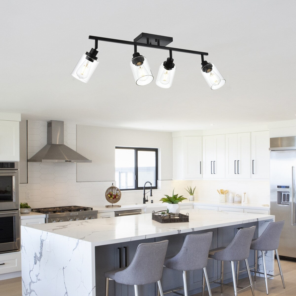Black Track Lighting Ceiling with Clear Glass