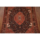 Black Tribal Shiraz Persian Vintage Area Rug Handmade Wool Carpet - 5'4"x 8'0"