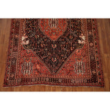 Black Tribal Shiraz Persian Vintage Area Rug Handmade Wool Carpet - 5'4"x 8'0"