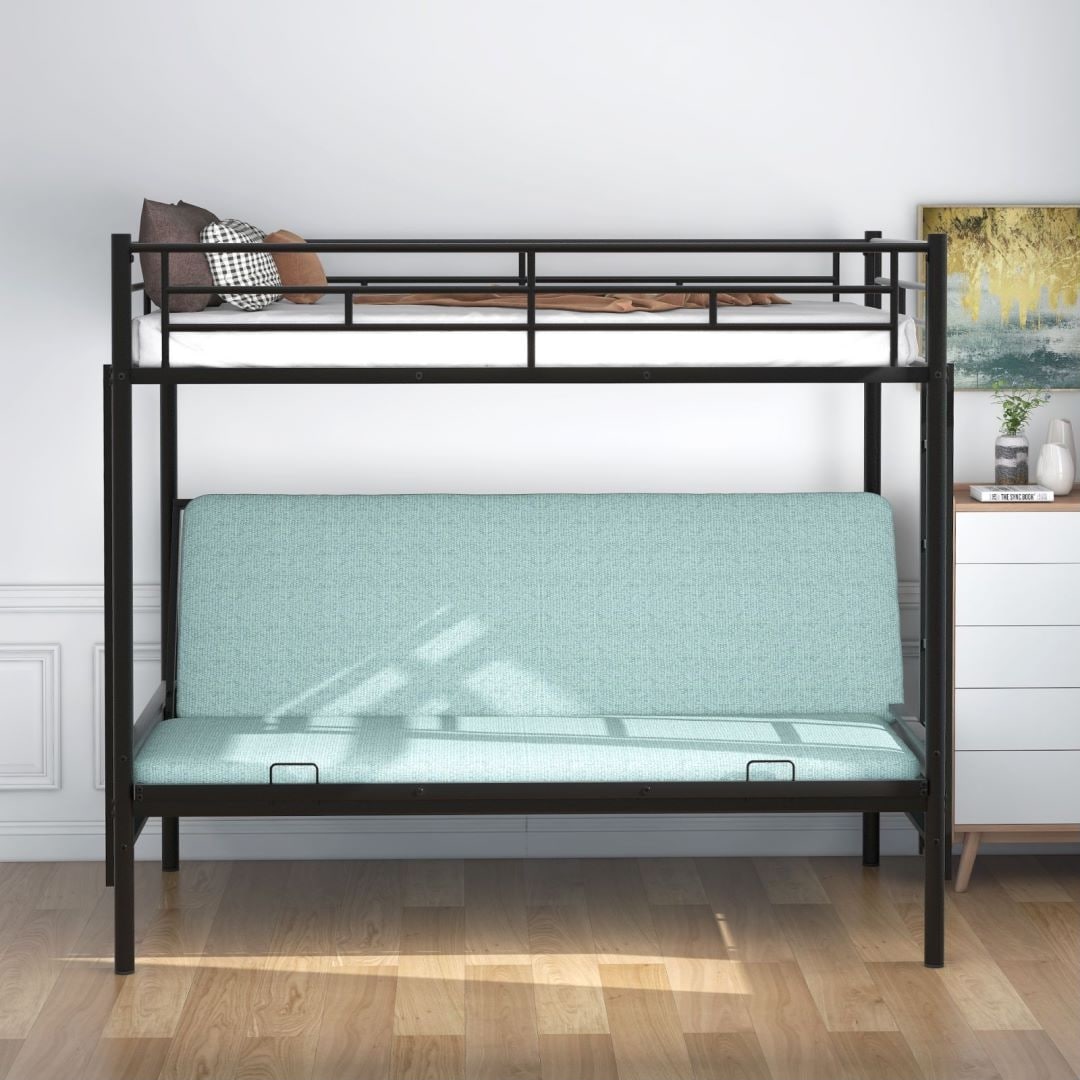 Black Twin over Full Multi-Function Metal Bunk Bed