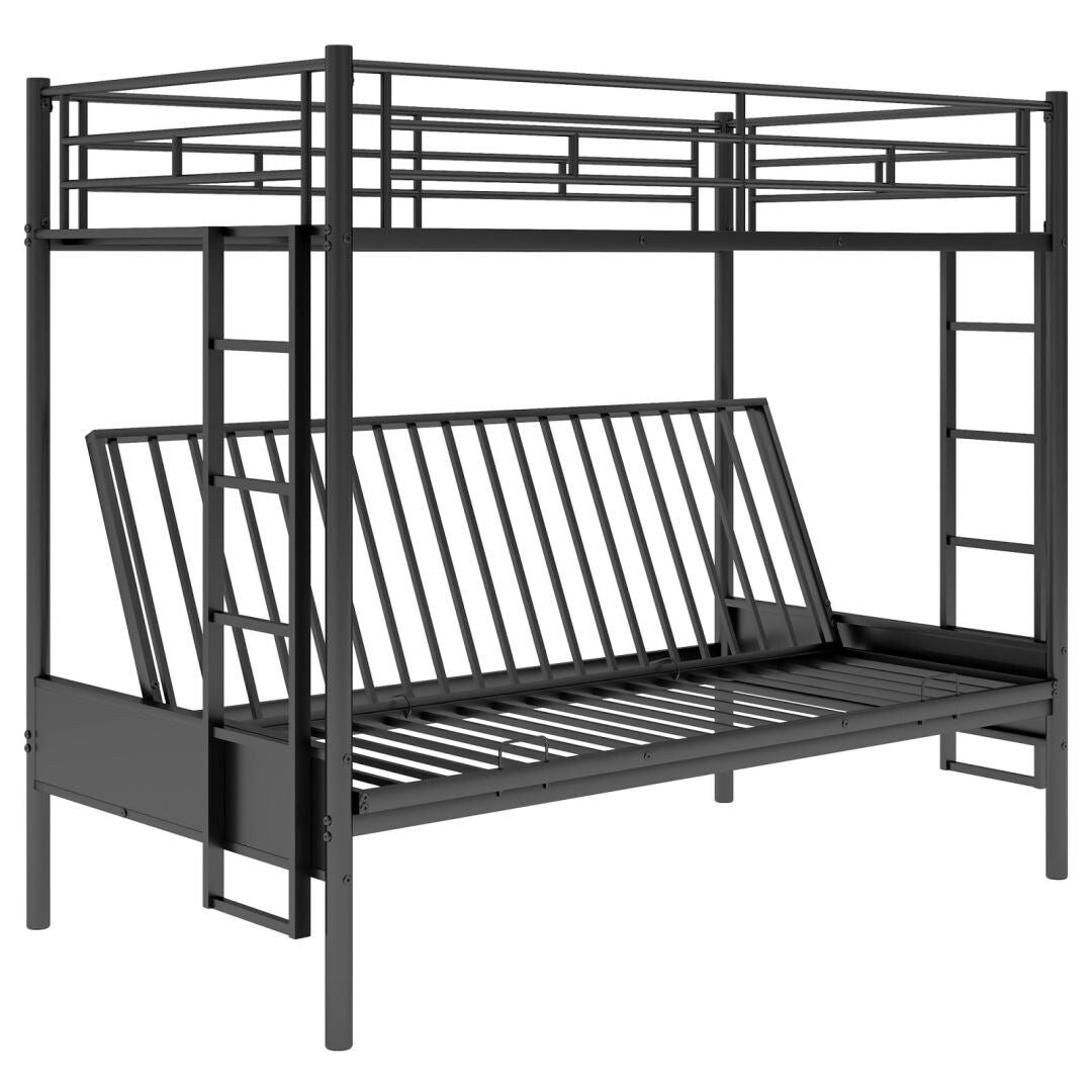 Black Twin over Full Multi-Function Metal Bunk Bed
