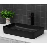 Black Vitreous China Rectangular Vessel Bathroom Sink