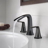 Black Waterfall Widespread 2-Handle Bathroom Faucet 3 Hole
